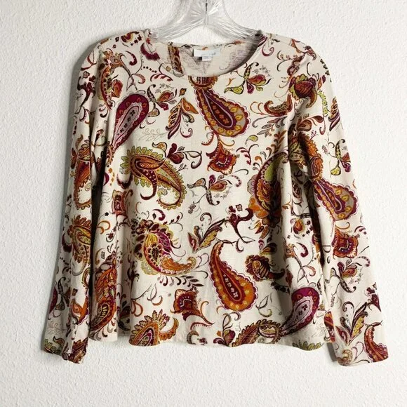 J. Jill Paisley Print Long Sleeve Top - Picture 1 of 9